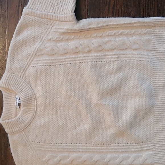 Madewell Havener Crewneck Cable Knit Oversized Boxy  Sweater Cream Wool Alpaca S - Picture 5 of 15